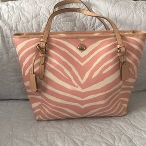 Coach pink zebra print purse